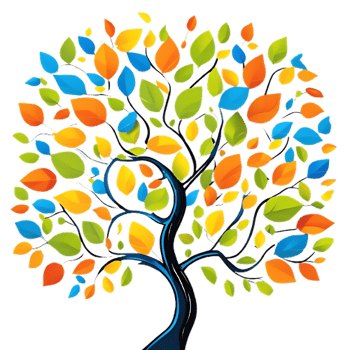 Dynamic Colorful Tree Graphic for Art Lovers png