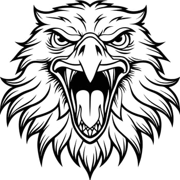 an eagle head with open mouth and open beak vector
