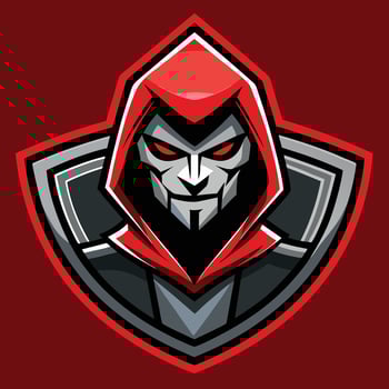 the red hooded man is wearing a red hood vector