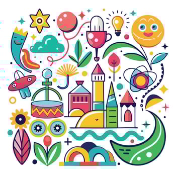 colorful illustration of a castle, castle, castle, castle, castle, castle, castle, vector
