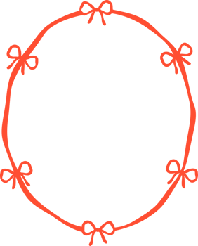 Retro Wavy Oval Frame with bow Valentine Squiggle Flat Design png