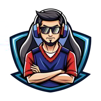 a man wearing headphones and sunglasses vector