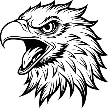 an eagle head with a black and white outline vector