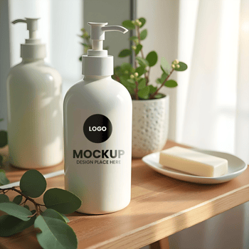 Shampoo bottle or body lotion mockup psd