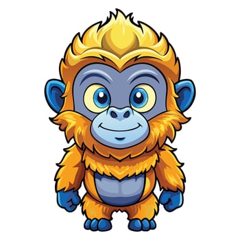 a cartoon gorilla with blue eyes and yellow hair vector