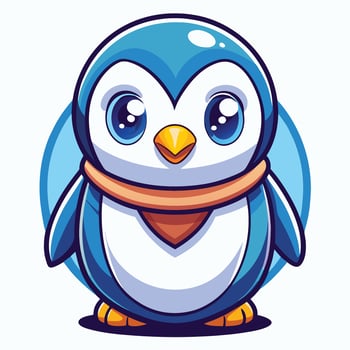a cartoon penguin with a scarf on its head vector