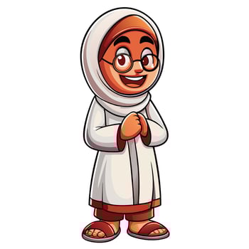 cartoon muslim girl in hijab vector