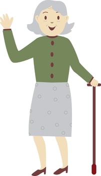 Grandmother Walking with Cane vector