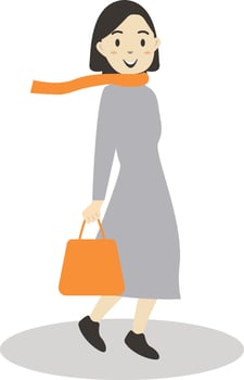 Lady Walking Carrying Bag in Autumn vector