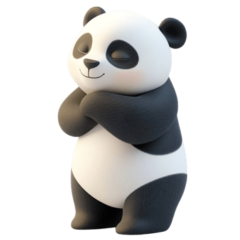 Cute Panda Hug Happiness, illustration png