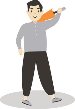 Men Walking Holding Umbrella in Autumn vector
