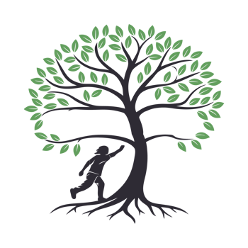 Child Running Underneath a Lush Tree png