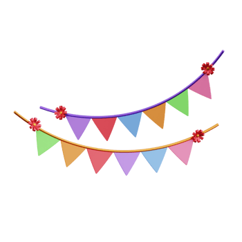 3D Party Flags Decoration Illustration png