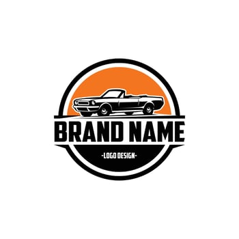 Mustang convertible. silhouette isolated white background shown from the side. Best for logos, badges, emblems, concepts and the car industry. vector