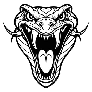 a black and white illustration of a snake head vector