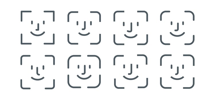 Face ID biometric icon design set. . face recognition password security symbol illustration vector