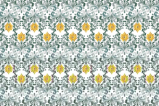vintage seamless floral pattern with traditional botanical ikat motifs for fabric wallpaper and fashion textile all over flower blossom repeat design vector