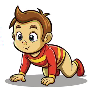 cartoon boy crawling on the ground vector
