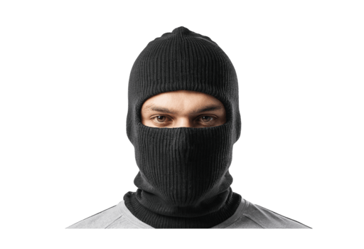 A man wearing a black ski mask png