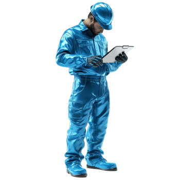 Scientist in Blue Protective Suit png