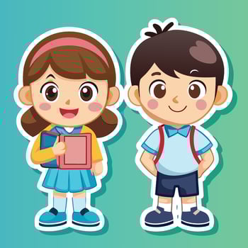 cartoon boy and girl school uniform, illustration vector