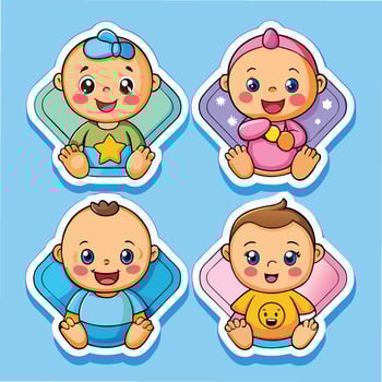 baby stickers set illustration vector