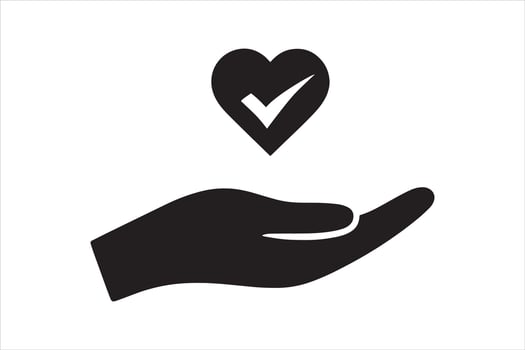 Hand Holding Heart Approval Symbol Trust and Care Icon with Heart and Hand vector