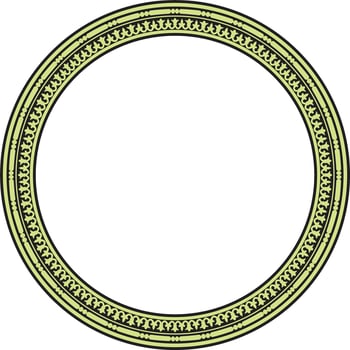round green and black seamless classic byzantine ornament. Infinite circle, border, frame Ancient Greece, Eastern Roman Empire. Decoration of the Russian Orthodox Church. vector