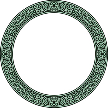 green round oriental ornament. Arabic patterned circle of Iran, Iraq, Turkey, Syria. Persian frame, border. vector