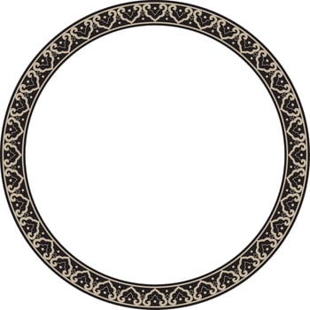 gold and black frame, border, Chinese ornament. Patterned circle, ring of the peoples of East Asia, Korea, Malaysia, Japan, Singapore, Thailand. vector