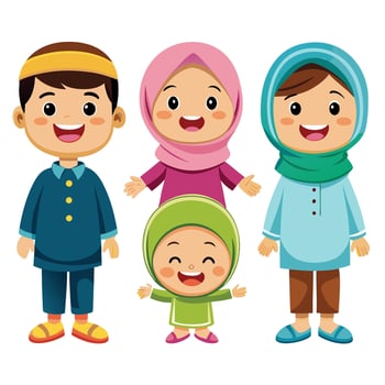 muslim family illustration vector