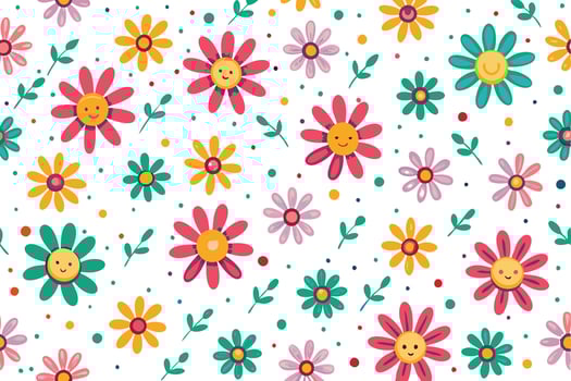 a colorful pattern with flowers and leaves vector