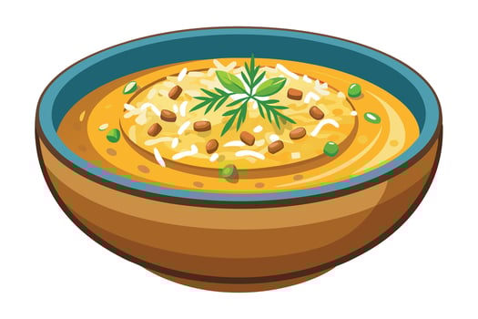 Bowl with hot tasty soup vector