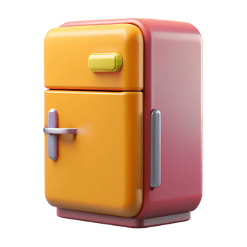 Retro-Style Refrigerator 3D Render of a Colorful Kitchen Appliance png