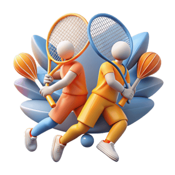 Tennis Doubles A Dynamic 3D Illustration png