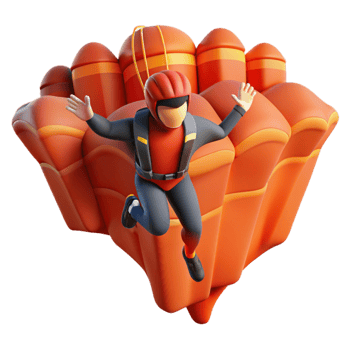 3D Render of Skydiver with Parachute png