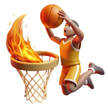 Flaming Basketball Dunk 3D Animation png