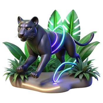 Neon Panther in Tropical Paradise png