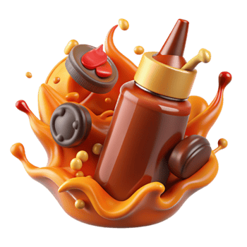 Sweet Caramel Sauce Splash with Chocolate Confections png