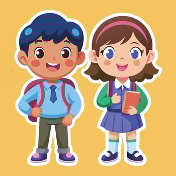 cartoon boy and girl school uniform, illustration vector