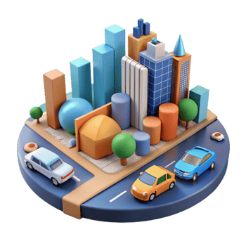 Isometric Cityscape Urban Planning, Architecture, and Transportation png