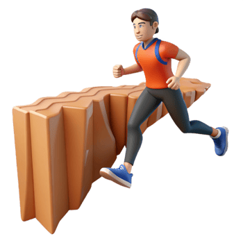 3D Render of Person Jumping Over Obstacle png