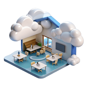 Cloud Based Office Remote Work, Virtual Collaboration, and Digital Workspace png