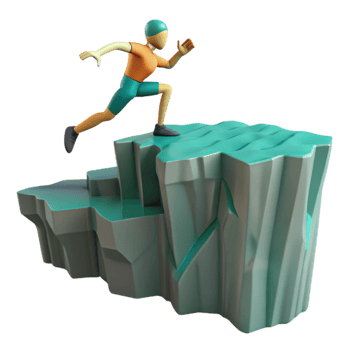 3D Render of Athlete Leaping to Success png