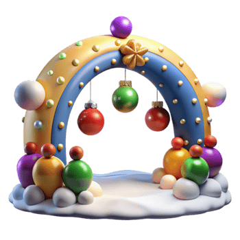 Festive Holiday Arch with Colorful Ornaments png