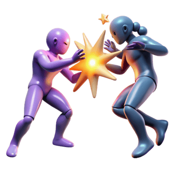 Cosmic Struggle Two Figures Grappling for a Star png