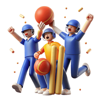 Cricket Celebration Players, Wickets, and Balls png