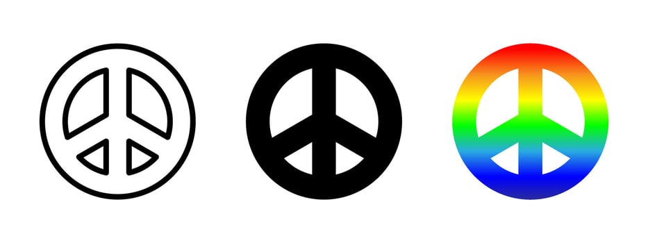 Peace symbol icon. Rainbow peace sign illustration. Rainbow gradient pacific pictogram. Freedom and unity concept. Colorful NO WAR emblem. Pacifist logo. vector