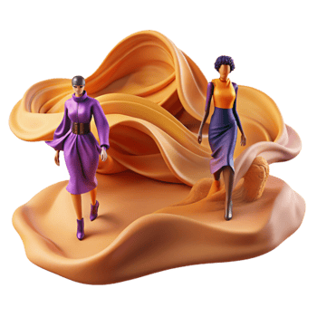 Fashion Figures in Abstract Fluid Sculpture png