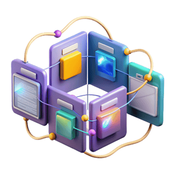 Interconnected System Modular Design, Data Integration, Visual Interface, Networked Components, Digital Ecosystem, Information Sharing, System Architecture, Connectivity, Data Flow, Cloud Computing png